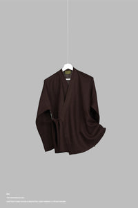 UNSTRUCTURED DOUBLE-BREASTED LINEN KIMONO in PECAN BROWN