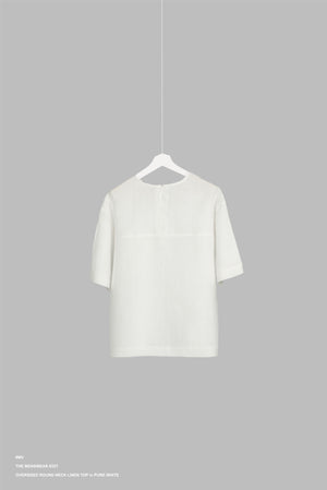 OVERSIZED ROUND NECK LINEN TOP in PURE WHITE